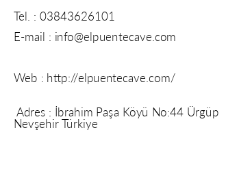 El Puente Cave Hotel iletiim bilgileri